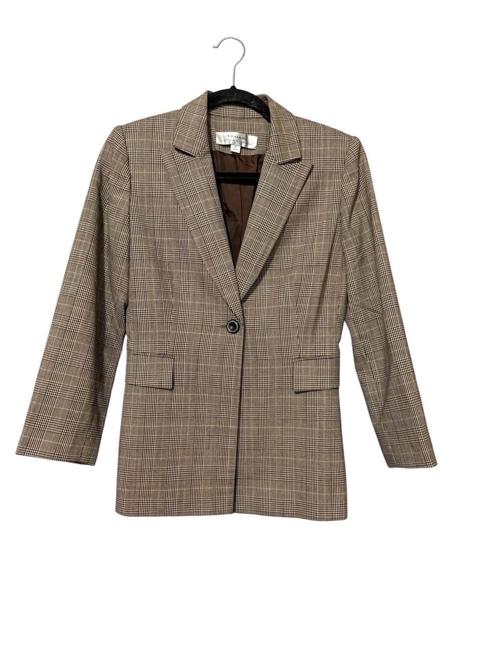 Tahari Arthur S. Levine Plaid One Button Blazer Jacket Size 6